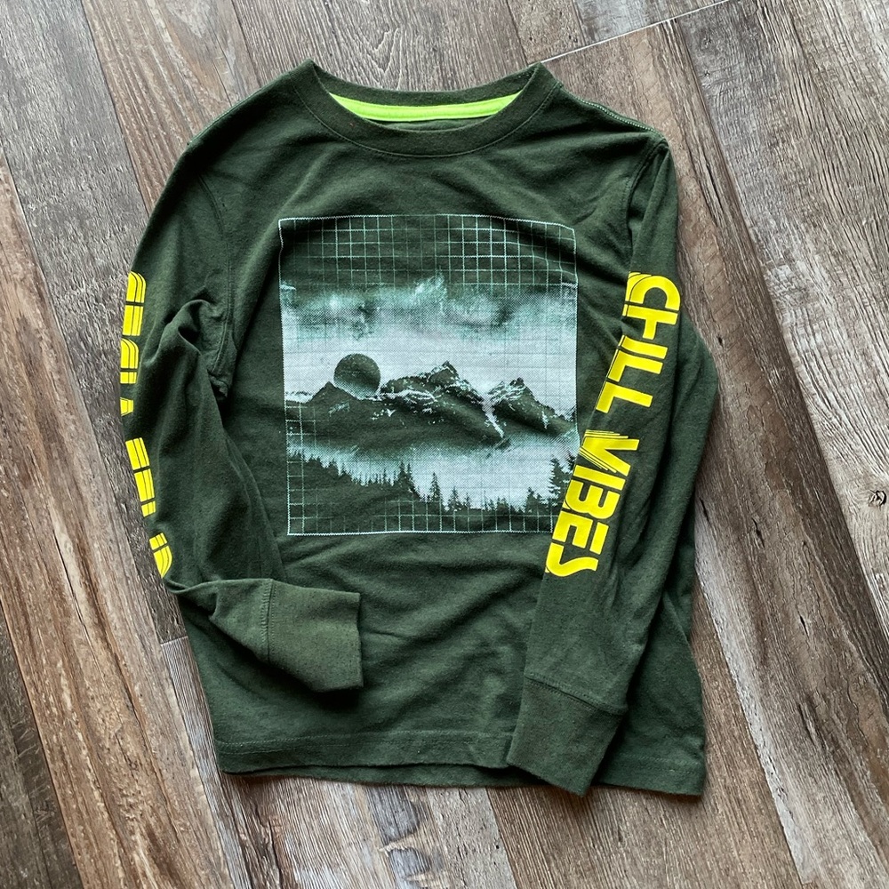 Boys Green Graphic Shirt
